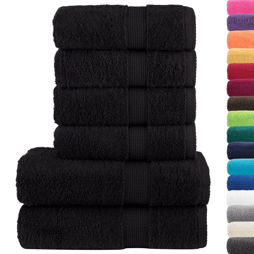 vidaXL 6 Piece Premium Towel Set SOLUND Black 600 gsm