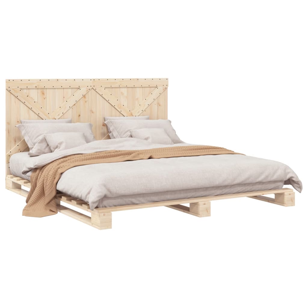 vidaXL Bed Frame without Mattress with Headboard 180x200 cm Super King Solid Wood