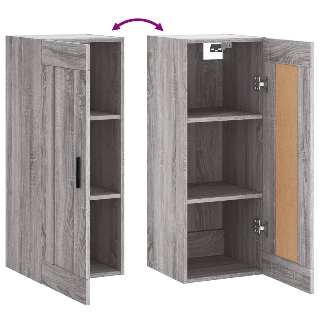 vidaXL Wall Mounted Cabinet Grey Sonoma 34.5x34x90 cm Engineered Wood