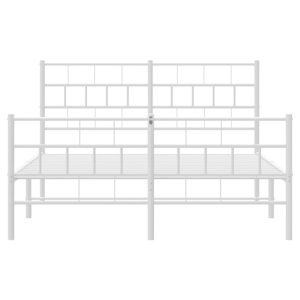 vidaXL Metal Bed Frame without Mattress with Footboard White 160x200 cm