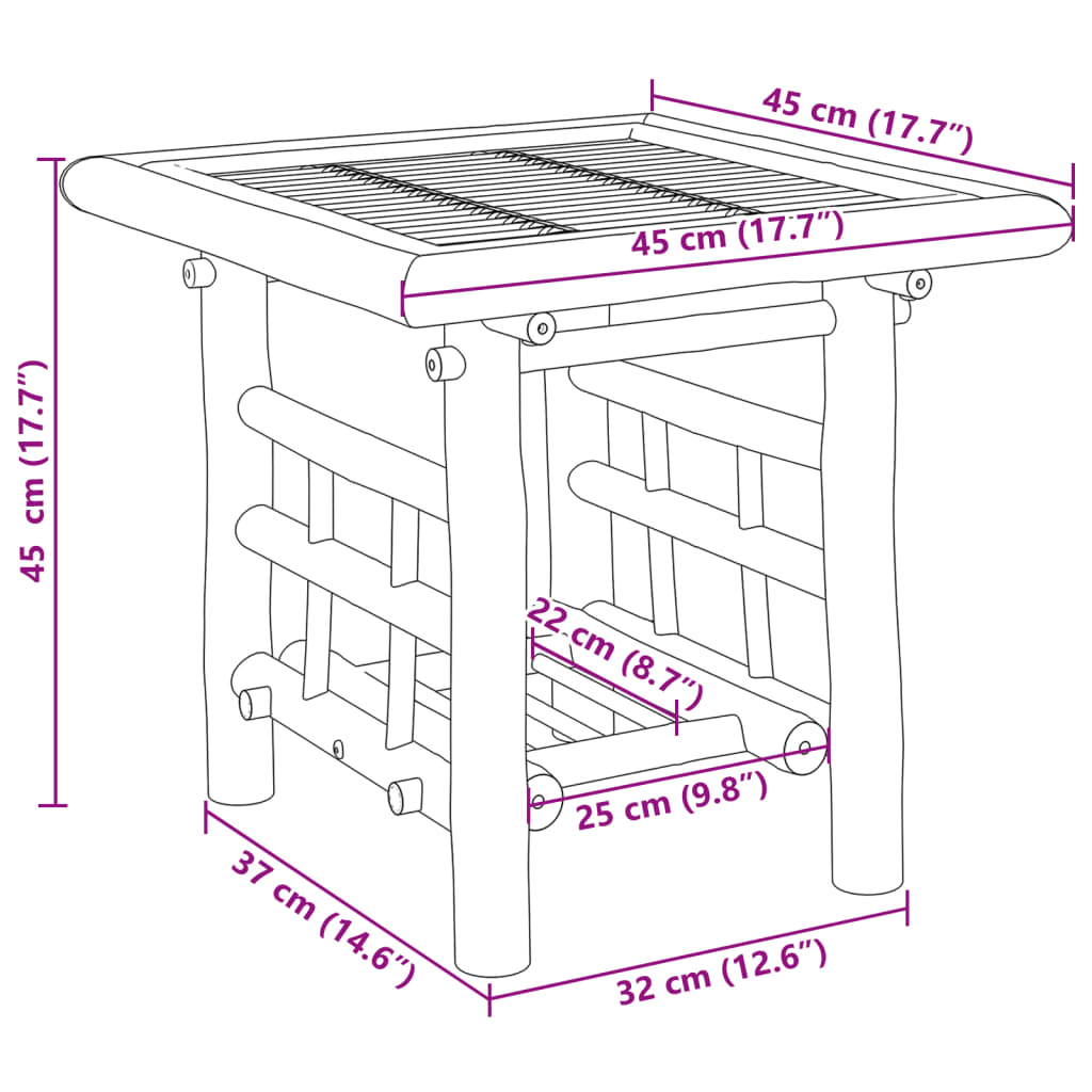 vidaXL Side Table 45x45x45 cm Bamboo