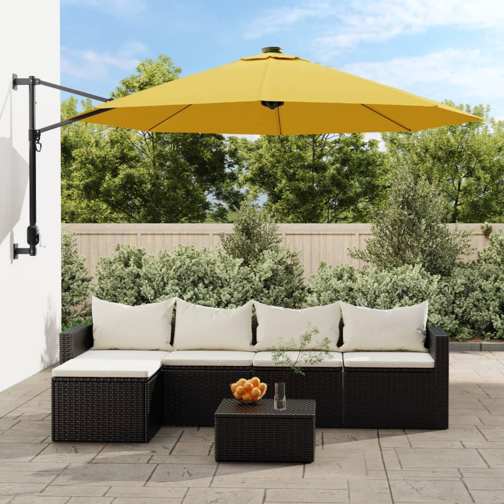 vidaXL Wall-mounted Parasol Yellow 290 cm