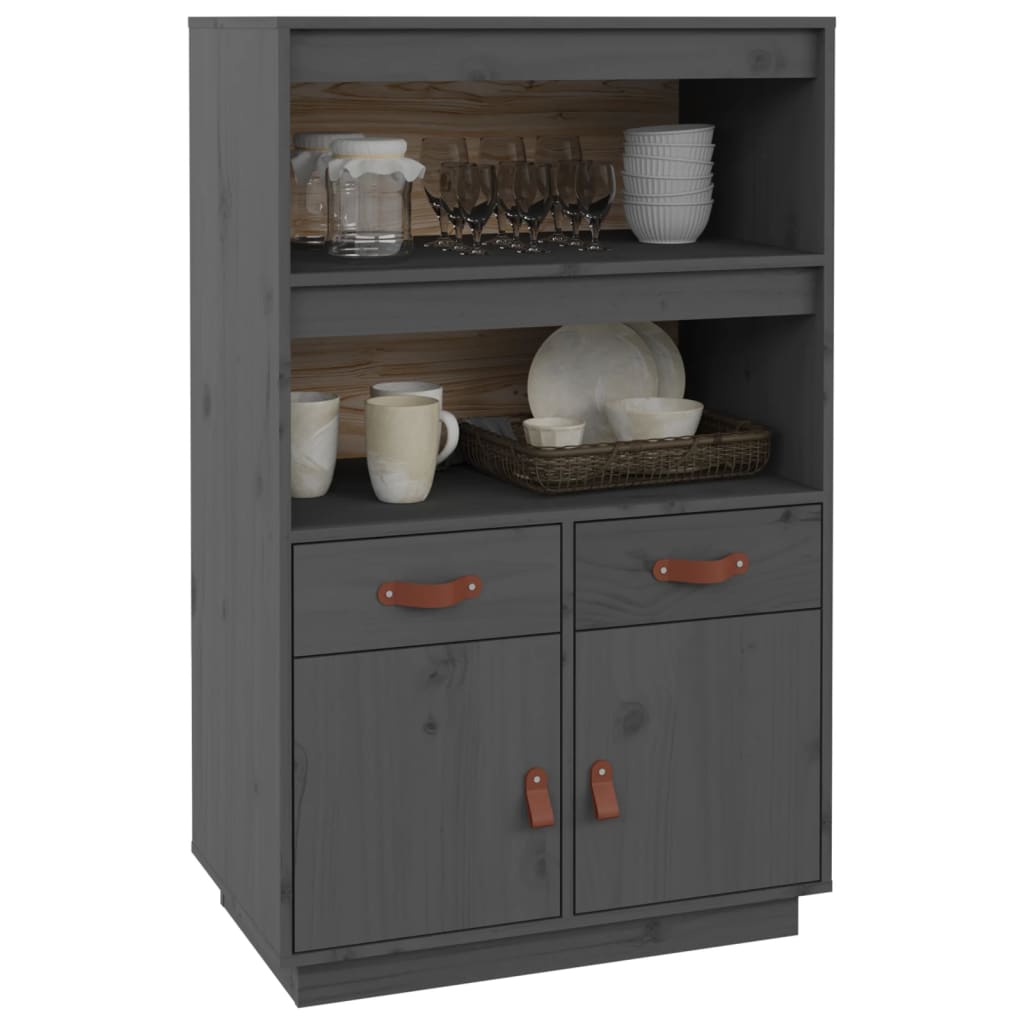 vidaXL Highboard Grey 67x40x108.5 cm Solid Wood Pine