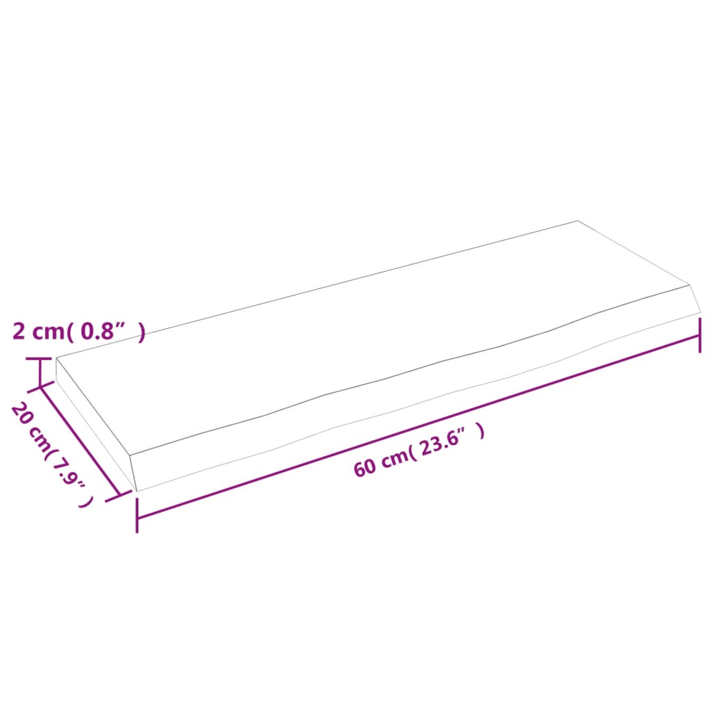 vidaXL Wall Shelf 60x20x2 cm Untreated Solid Wood Oak