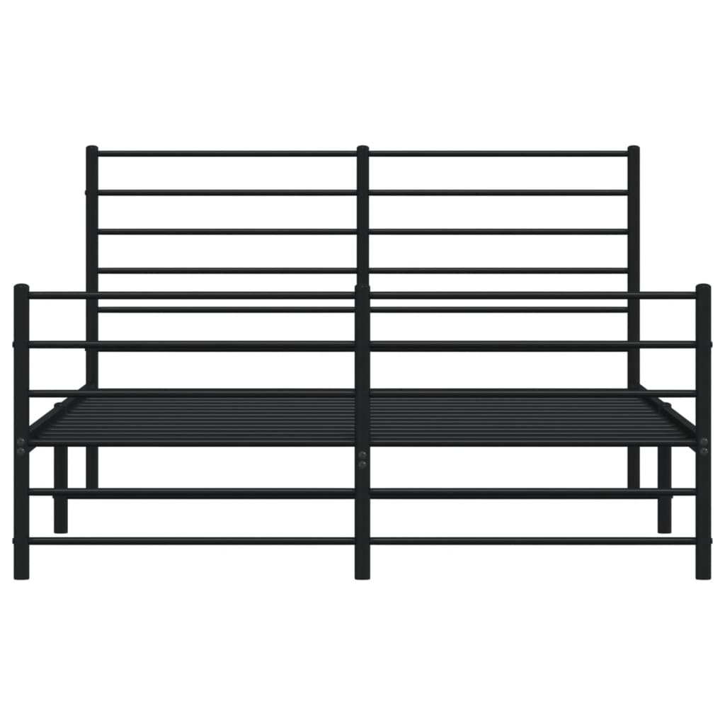 vidaXL Metal Bed Frame without Mattress with Footboard Black 120x200 cm