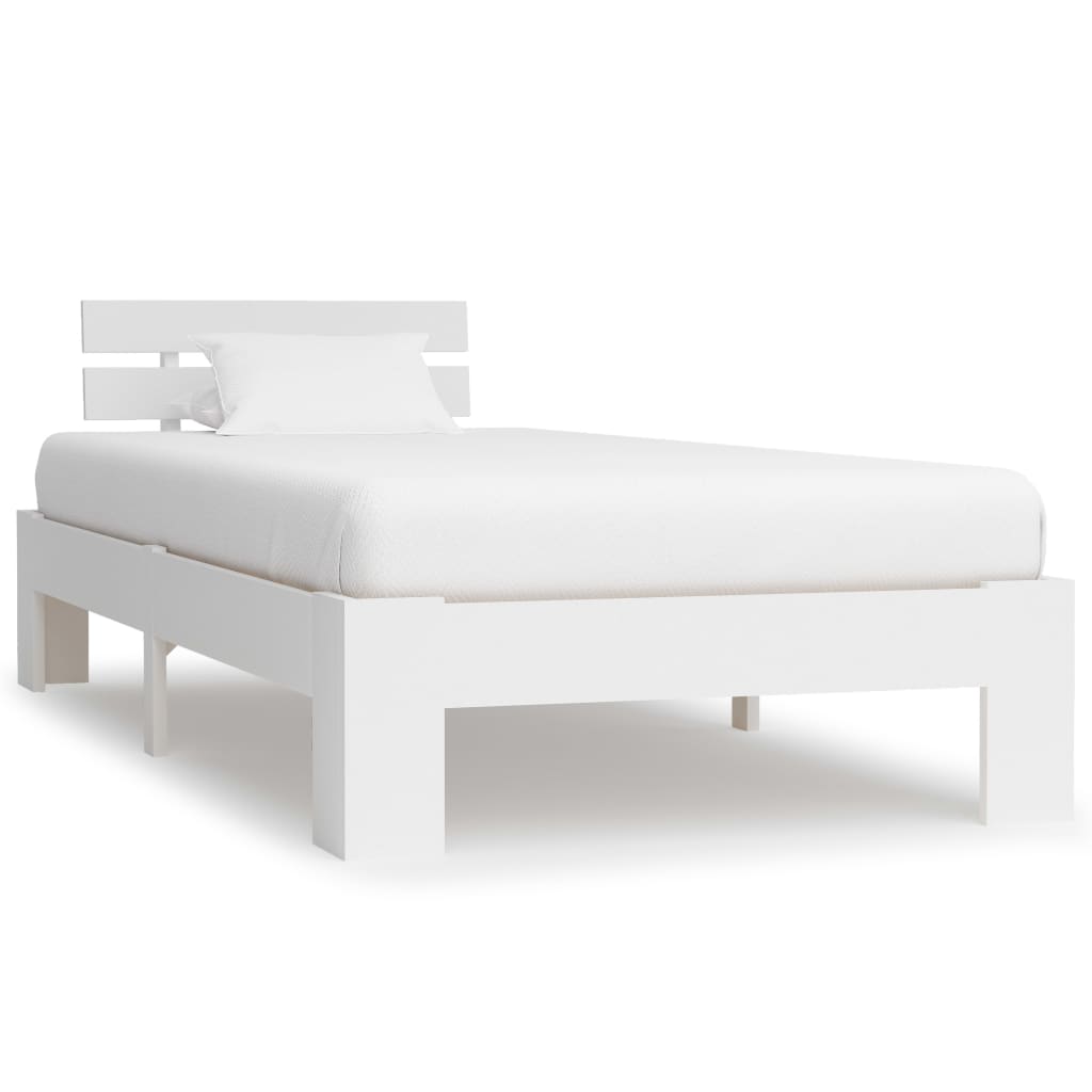 vidaXL Bed Frame without Mattress White Solid Pine Wood 100x200 cm