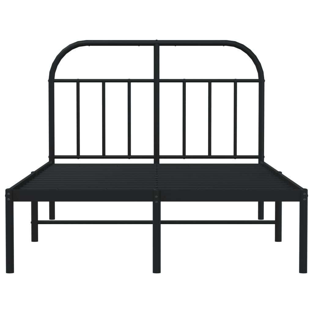 vidaXL Metal Bed Frame without Mattress with Headboard Black 120x190 cm Small Double