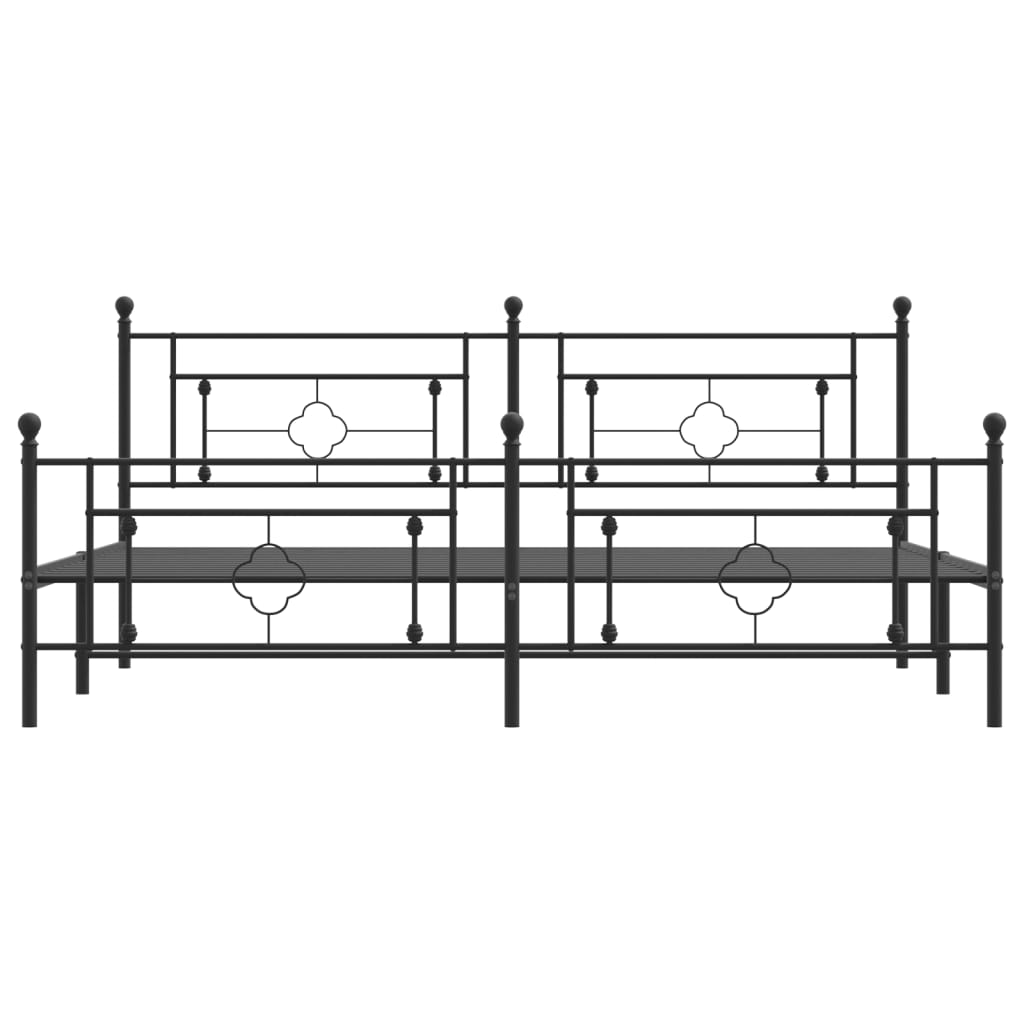 vidaXL Metal Bed Frame without Mattress with Footboard Black 200x200 cm