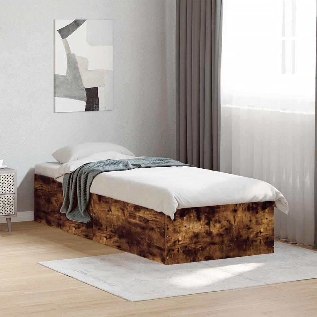 vidaXL Bed Frame without Mattress Smoked Oak 90x200 cm