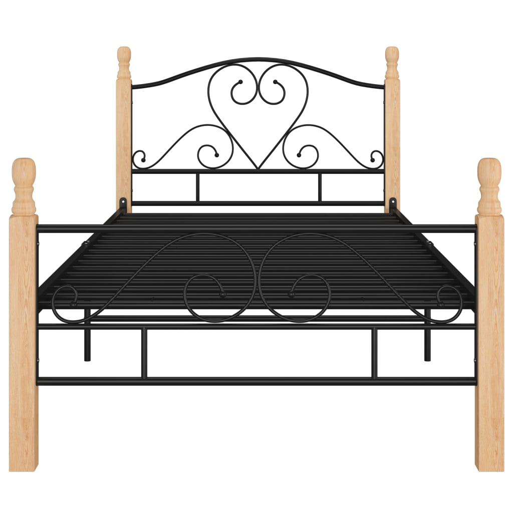 vidaXL Bed Frame without Mattress Black Metal 90x200 cm