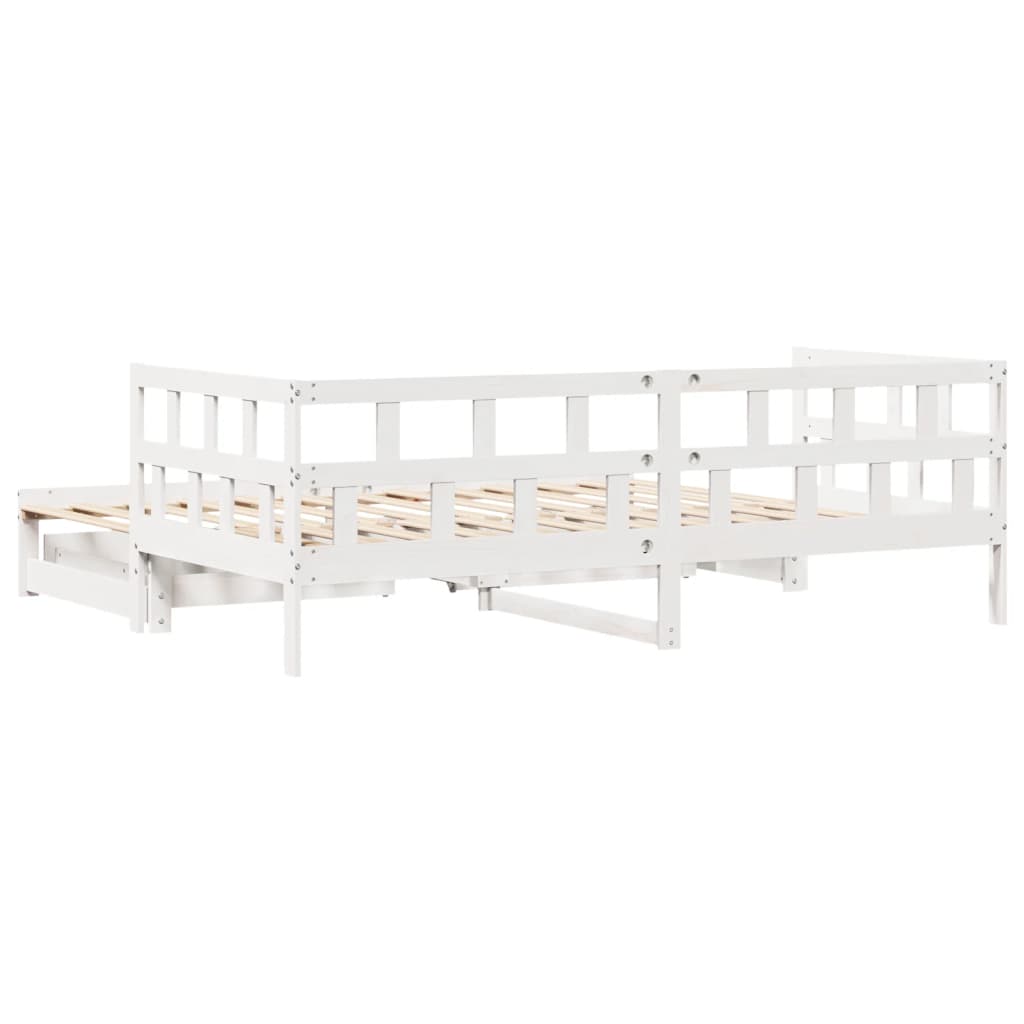 vidaXL Daybed with Trundle and Drawers without Mattress White 80x200 cm