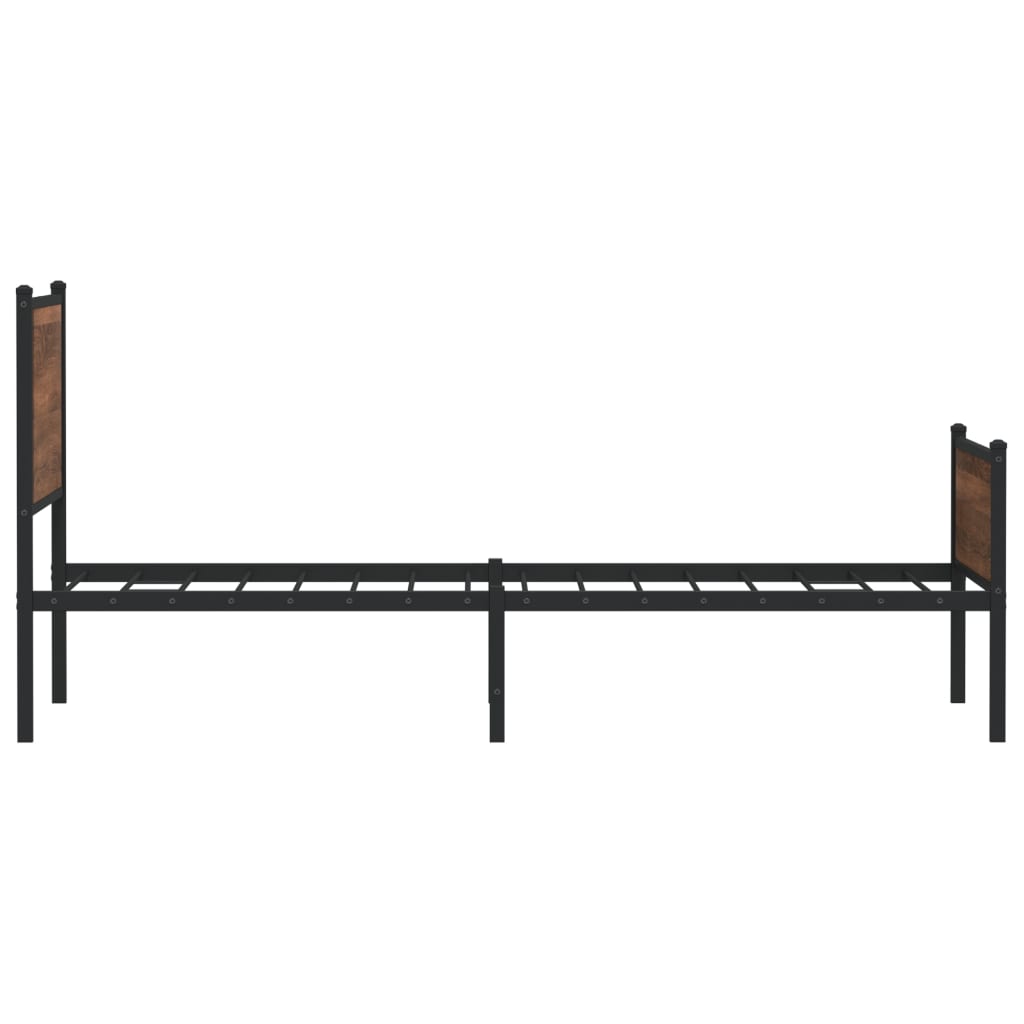 vidaXL Metal Bed Frame without Mattress Brown Oak 107x203 cm