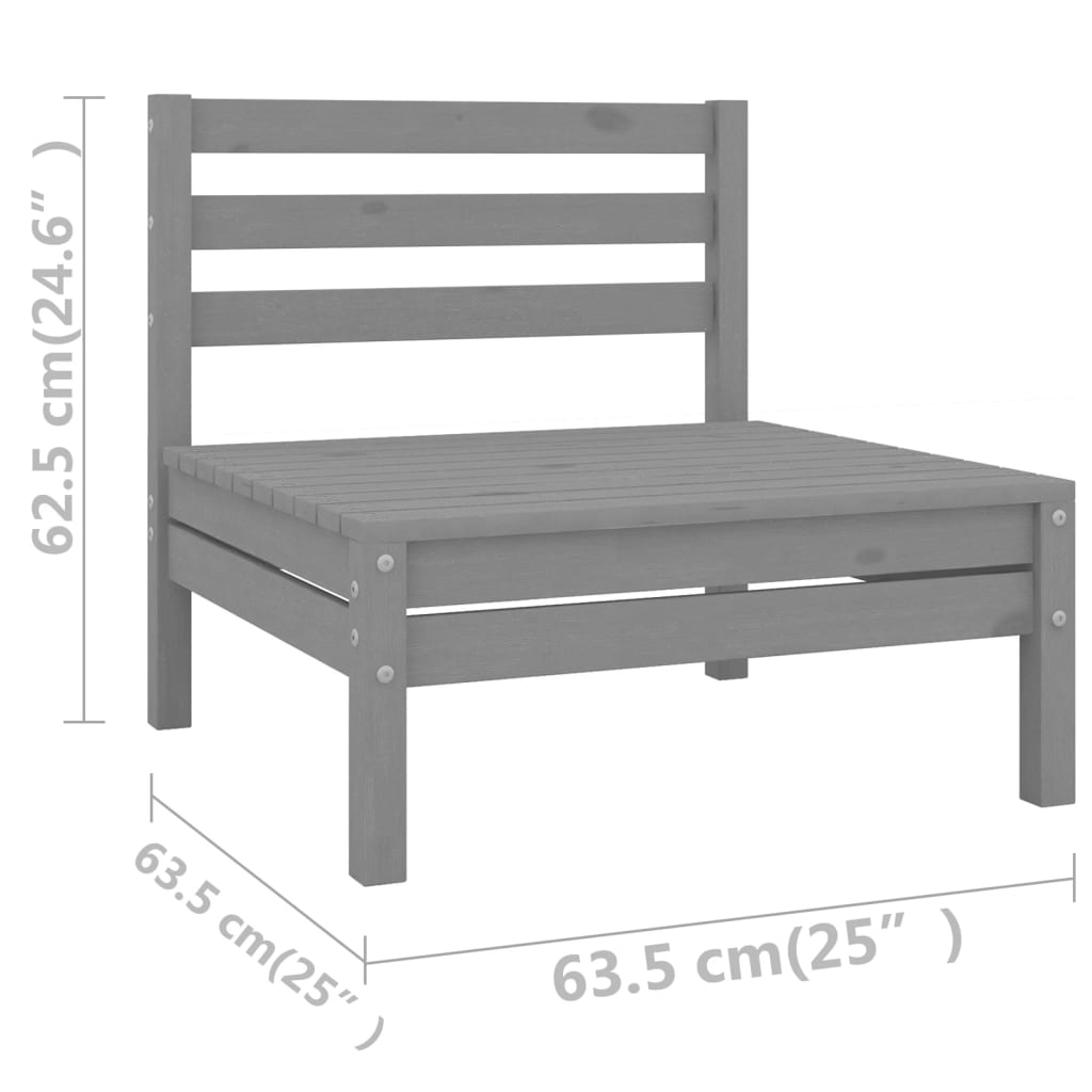 vidaXL 8 Piece Garden Lounge Set Grey Solid Wood Pine