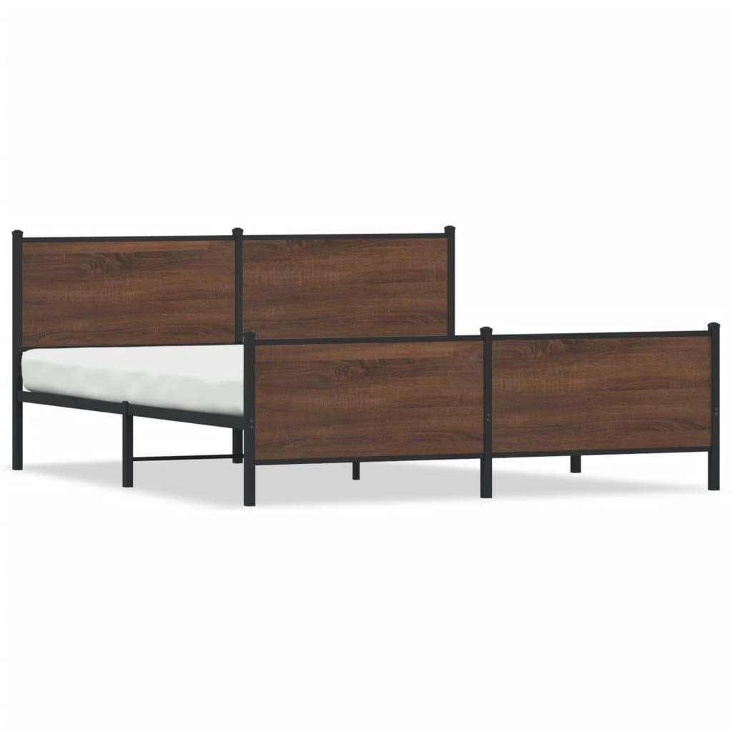 vidaXL Metal Bed Frame without Mattress Brown Oak 183x213 cm