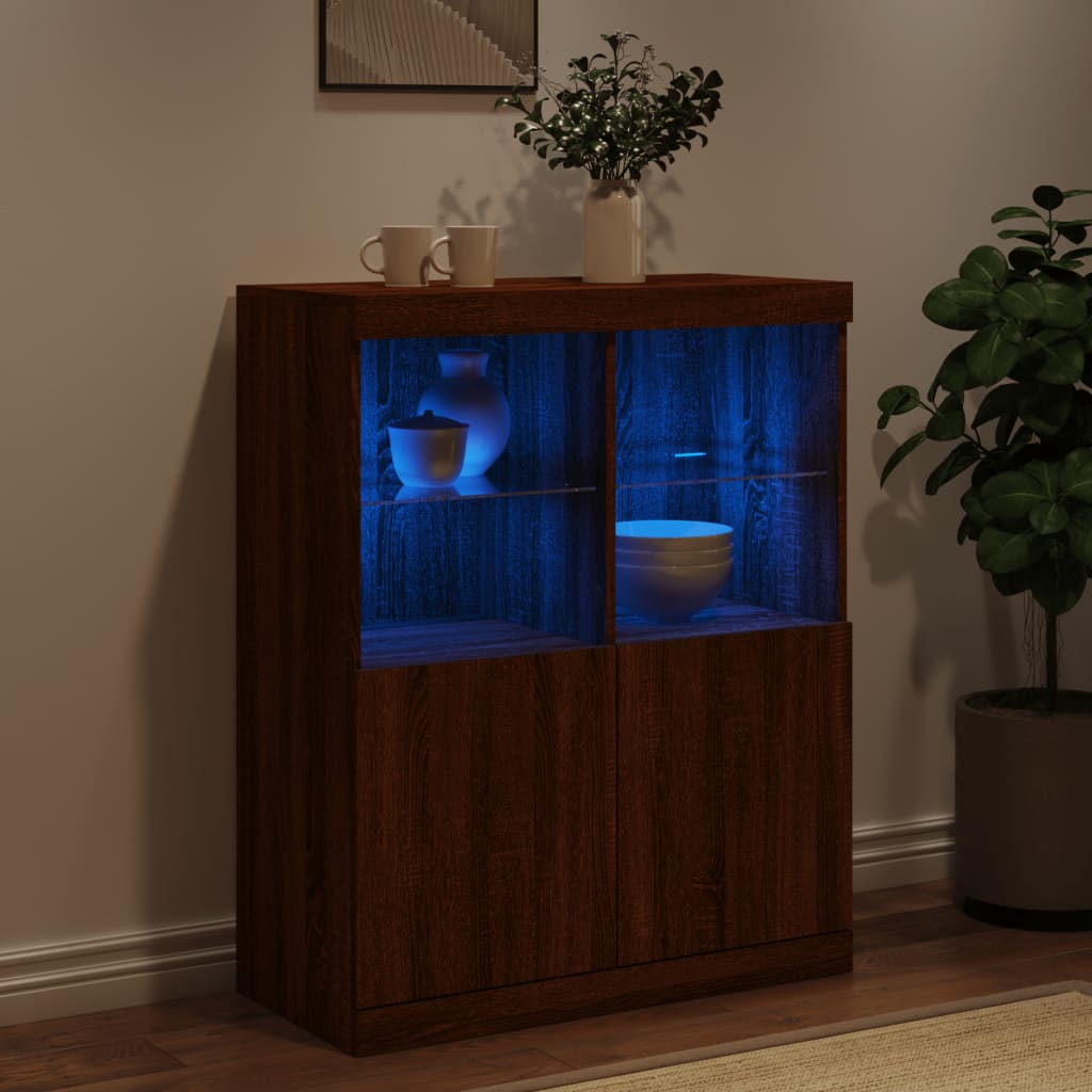 vidaXL Sideboard with LED Lights Brown Oak 81x37x100 cm