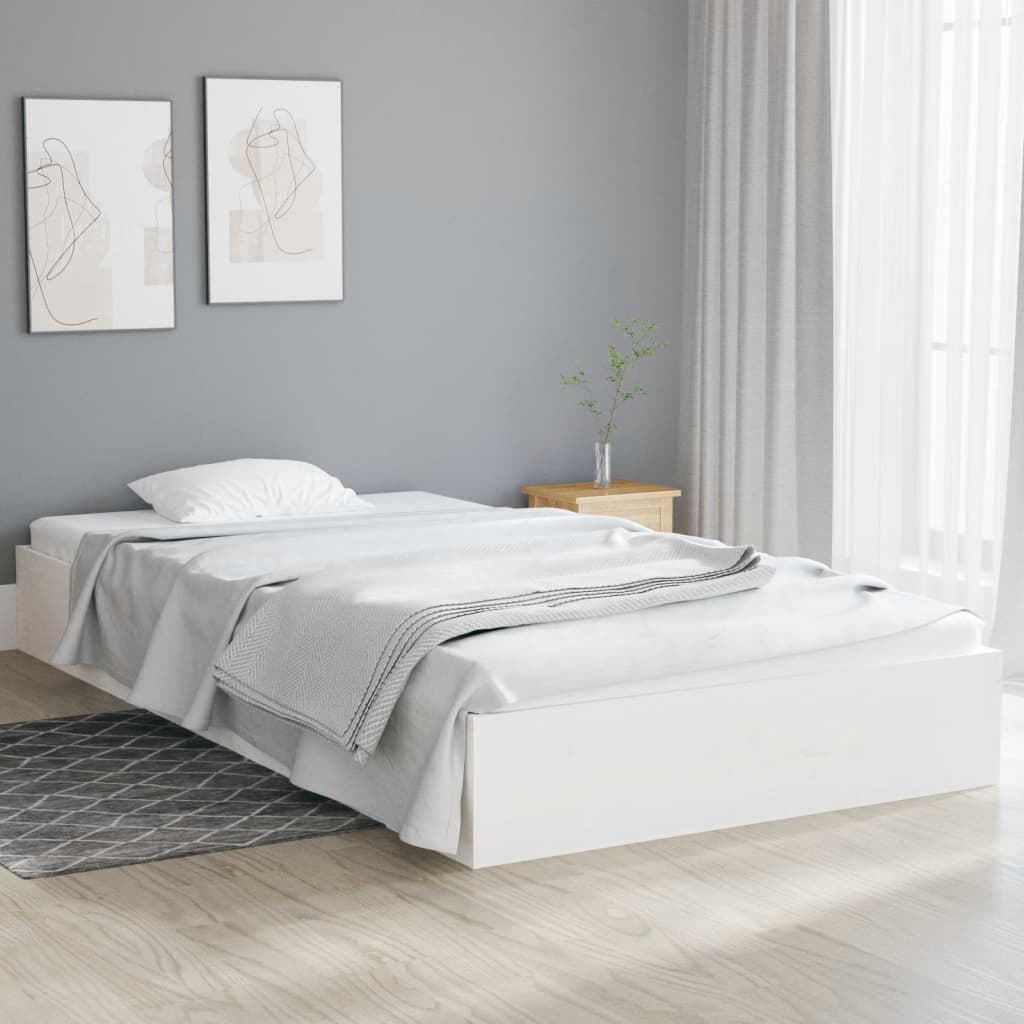 vidaXL Bed Frame without Mattress White Solid Wood 100x200 cm