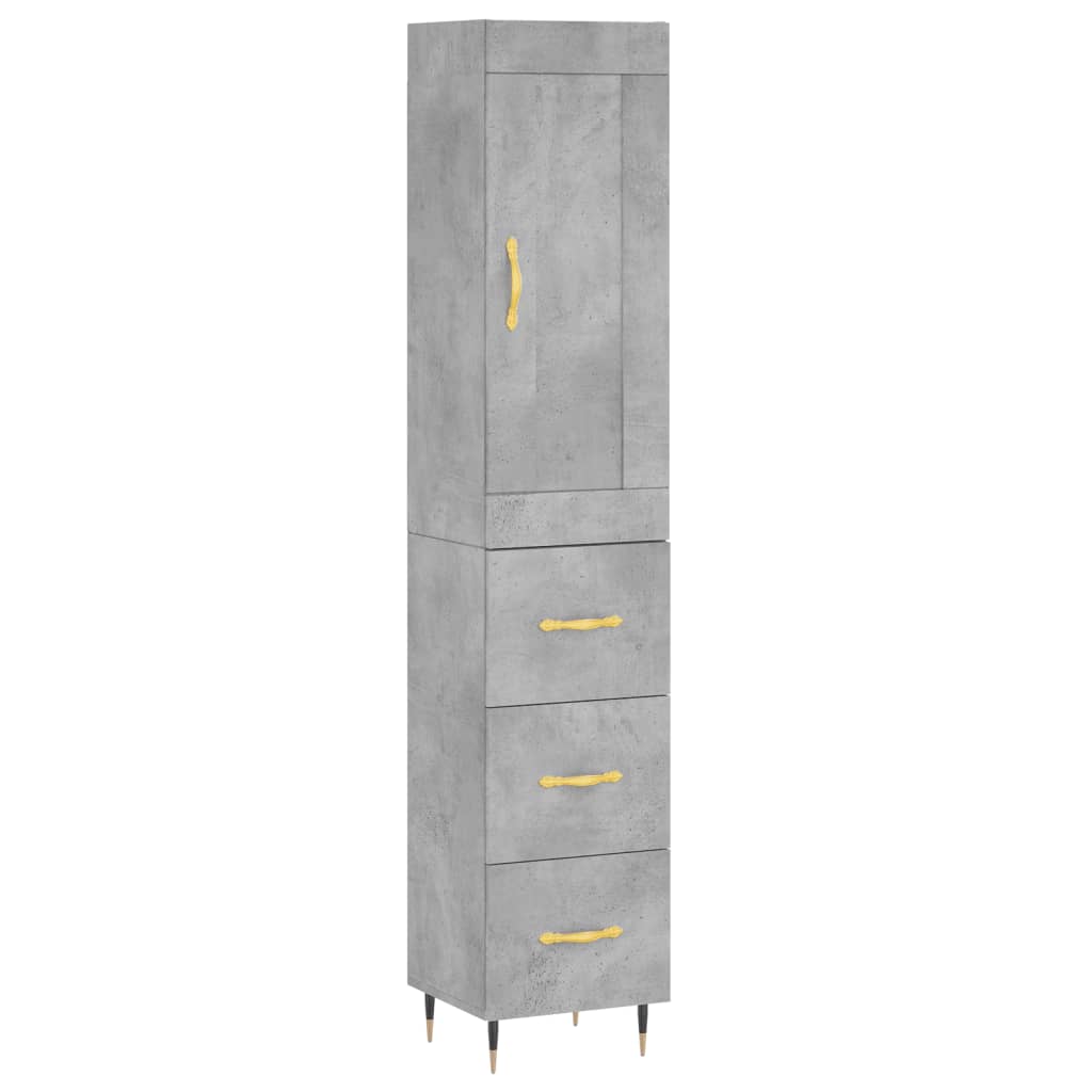 vidaXL Highboard Concrete Grey 34.5x34x180 cm Engineered Wood