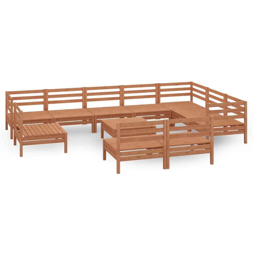 vidaXL 11 Piece Garden Lounge Set Solid Wood Pine Honey Brown