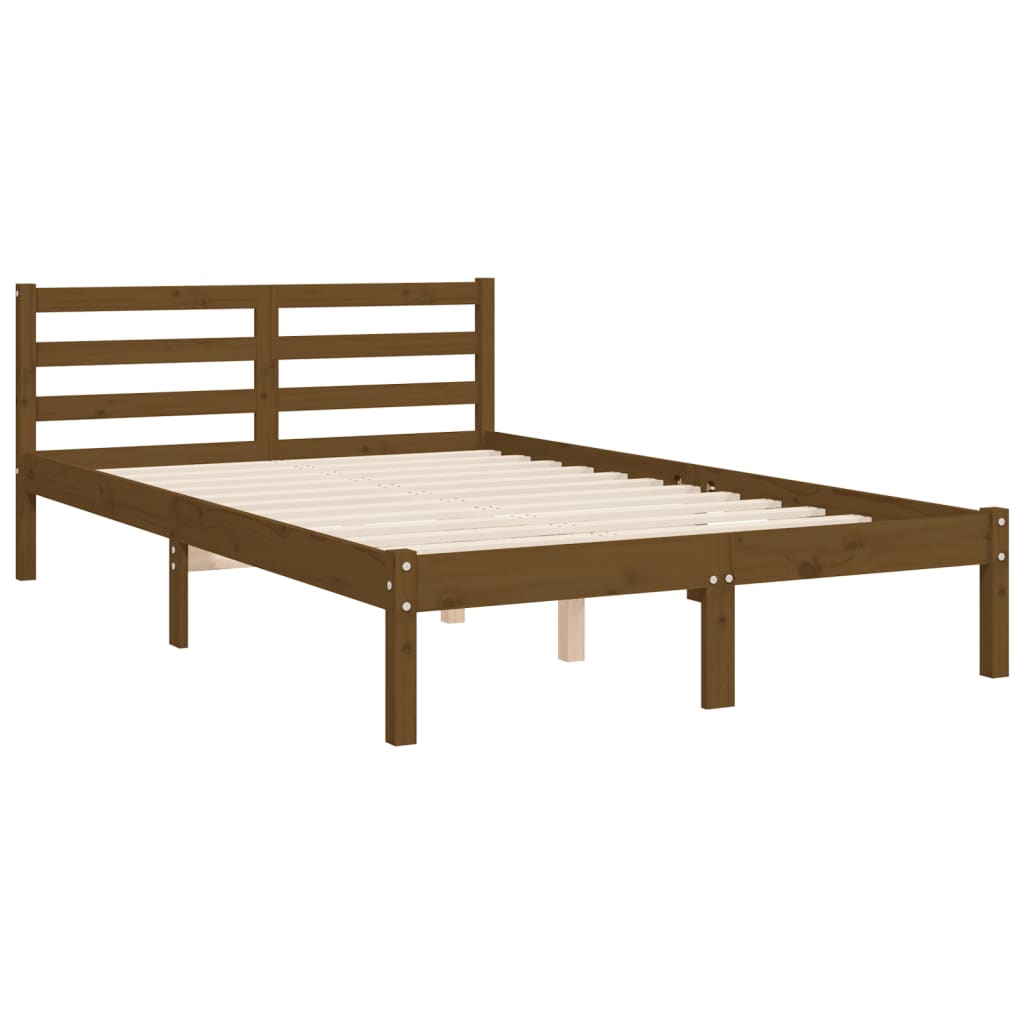 vidaXL Bed Frame with Headboard Honey Brown Small Double Solid Wood