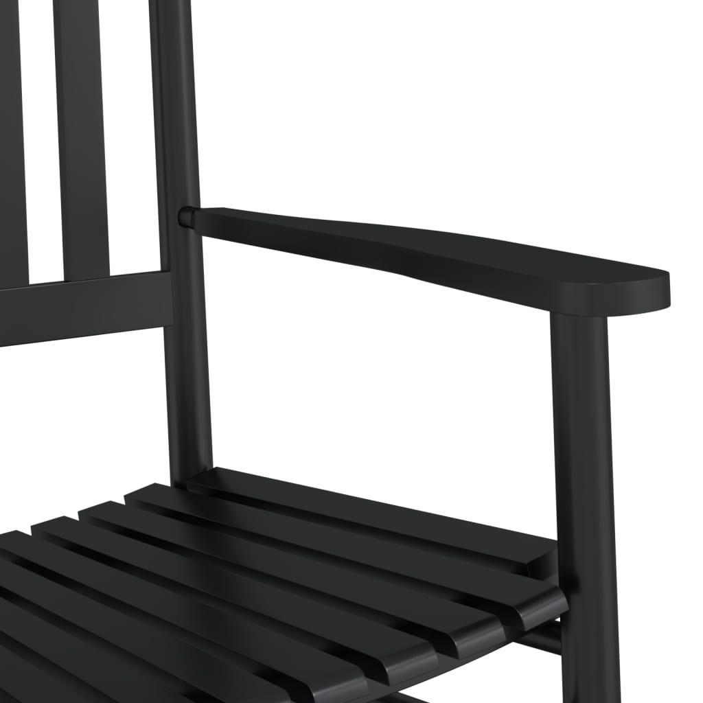 vidaXL Rocking Chair with Foldable Table Black Solid Wood Poplar