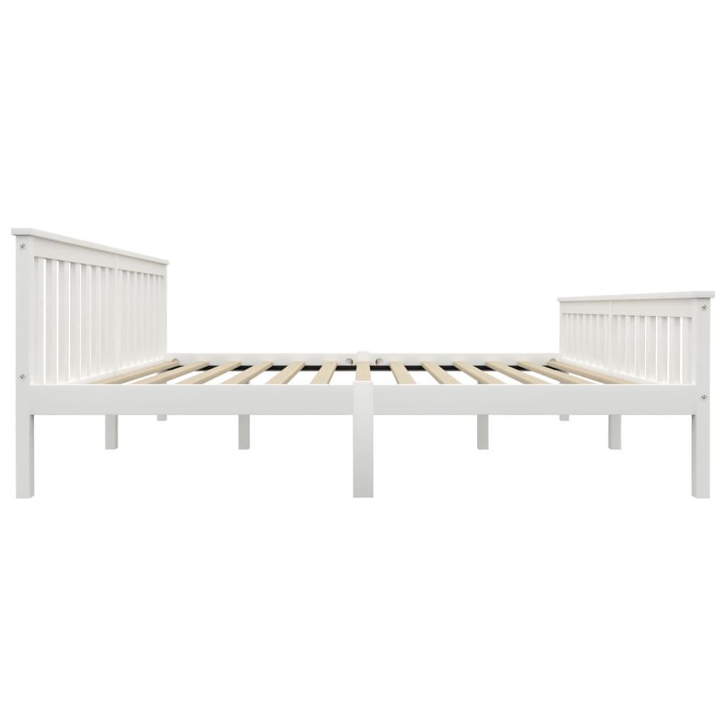 vidaXL Bed Frame without Mattress White Solid Pinewood 180x200 cm Super King