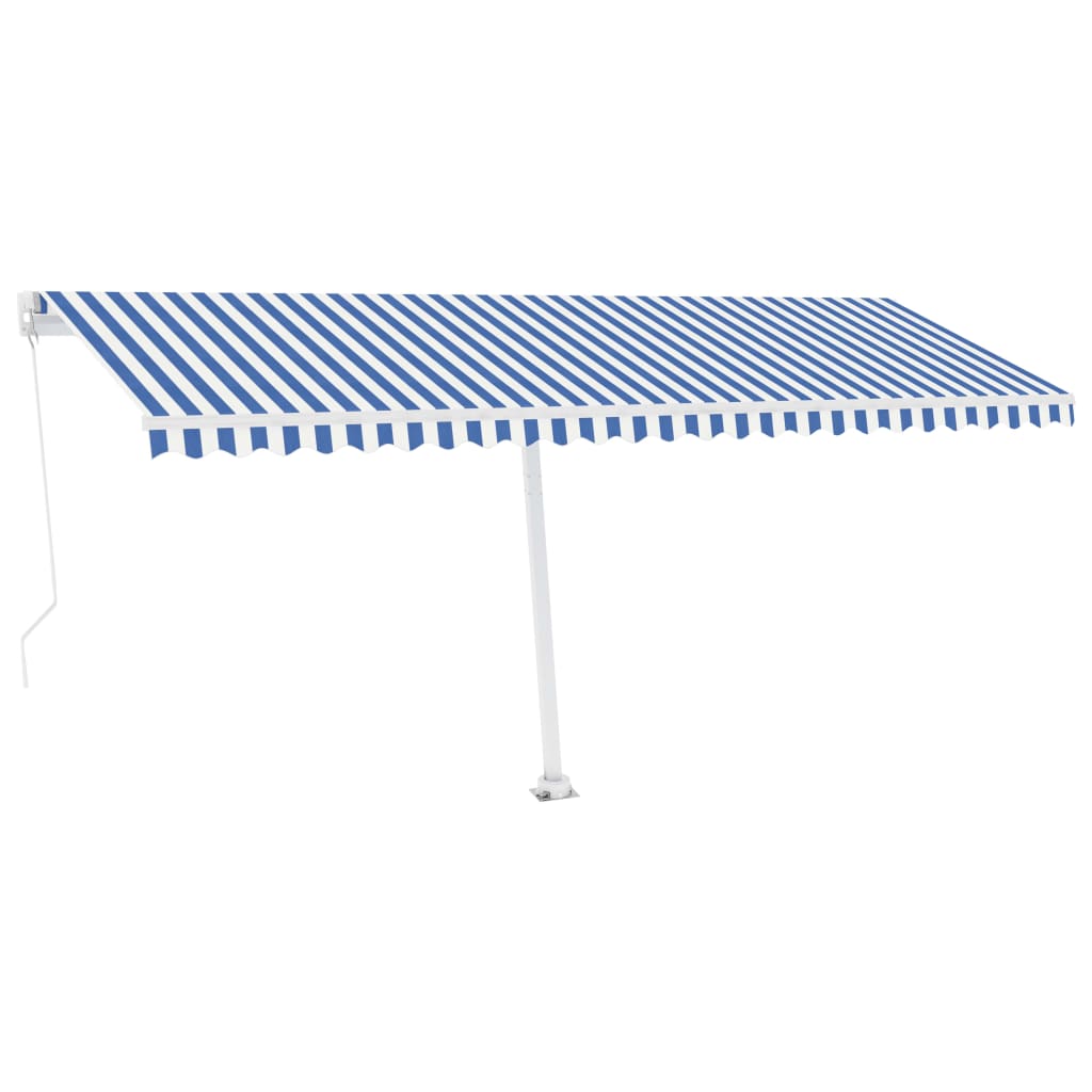 vidaXL Freestanding Manual Retractable Awning 500x350 cm Blue/White