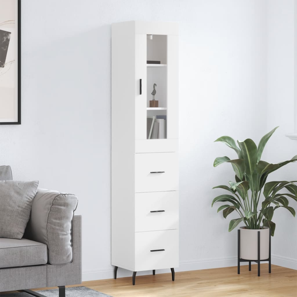 vidaXL Highboard White 34.5x34x180 cm Engineered Wood