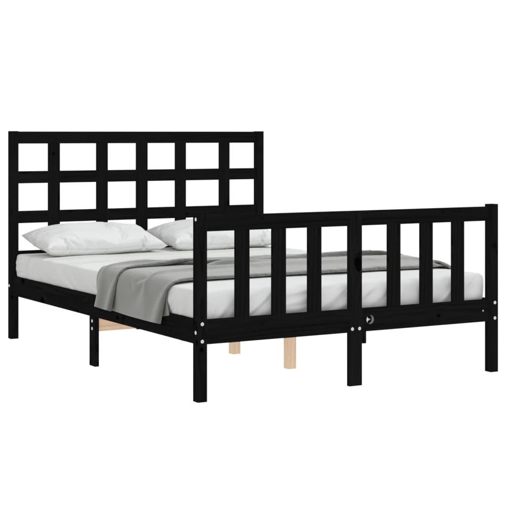 vidaXL Bed Frame without Mattress Black 120x200 cm Solid Wood Pine