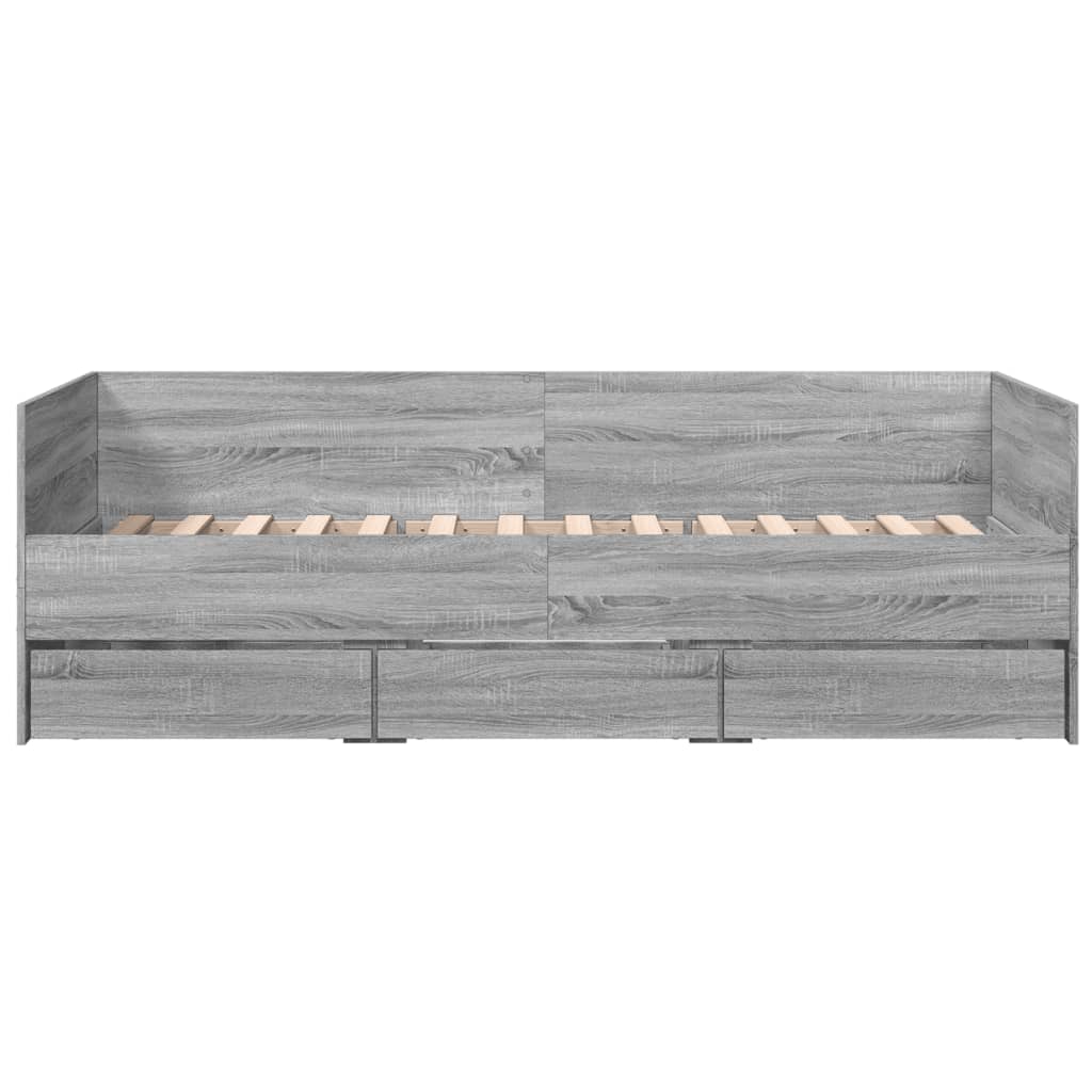 vidaXL Daybed with Drawers without Mattress Grey Sonoma 100x200 cm