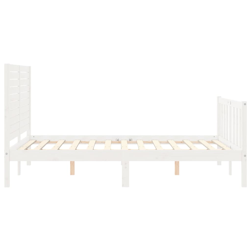 vidaXL Bed Frame without Mattress White Small Double Solid Wood Pine