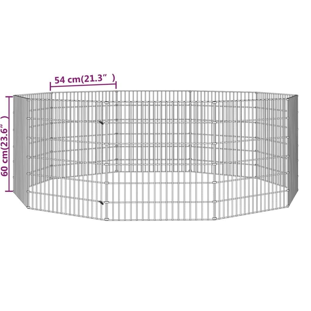 vidaXL Free Range Animal Enclosure 10-Panel 54x60 cm Galvanised Iron