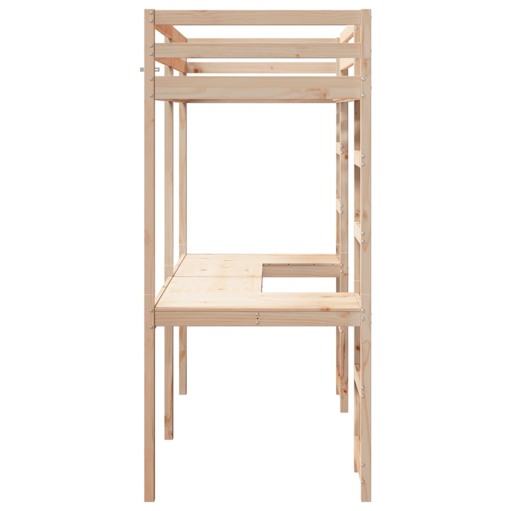 vidaXL Loft Bed Frame without Mattress 90x200 cm Solid Wood Pine