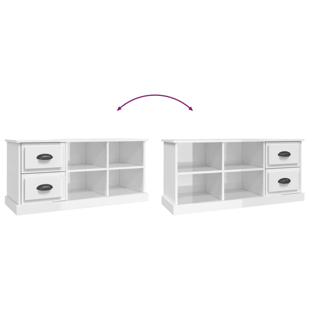 vidaXL TV Cabinet High Gloss White 102x35.5x47.5 cm Engineered Wood