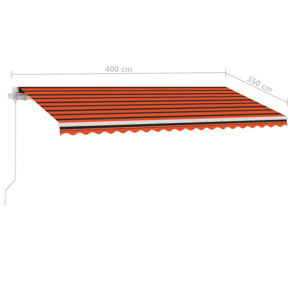 vidaXL Freestanding Manual Retractable Awning 400x350 cm Orange/Brown