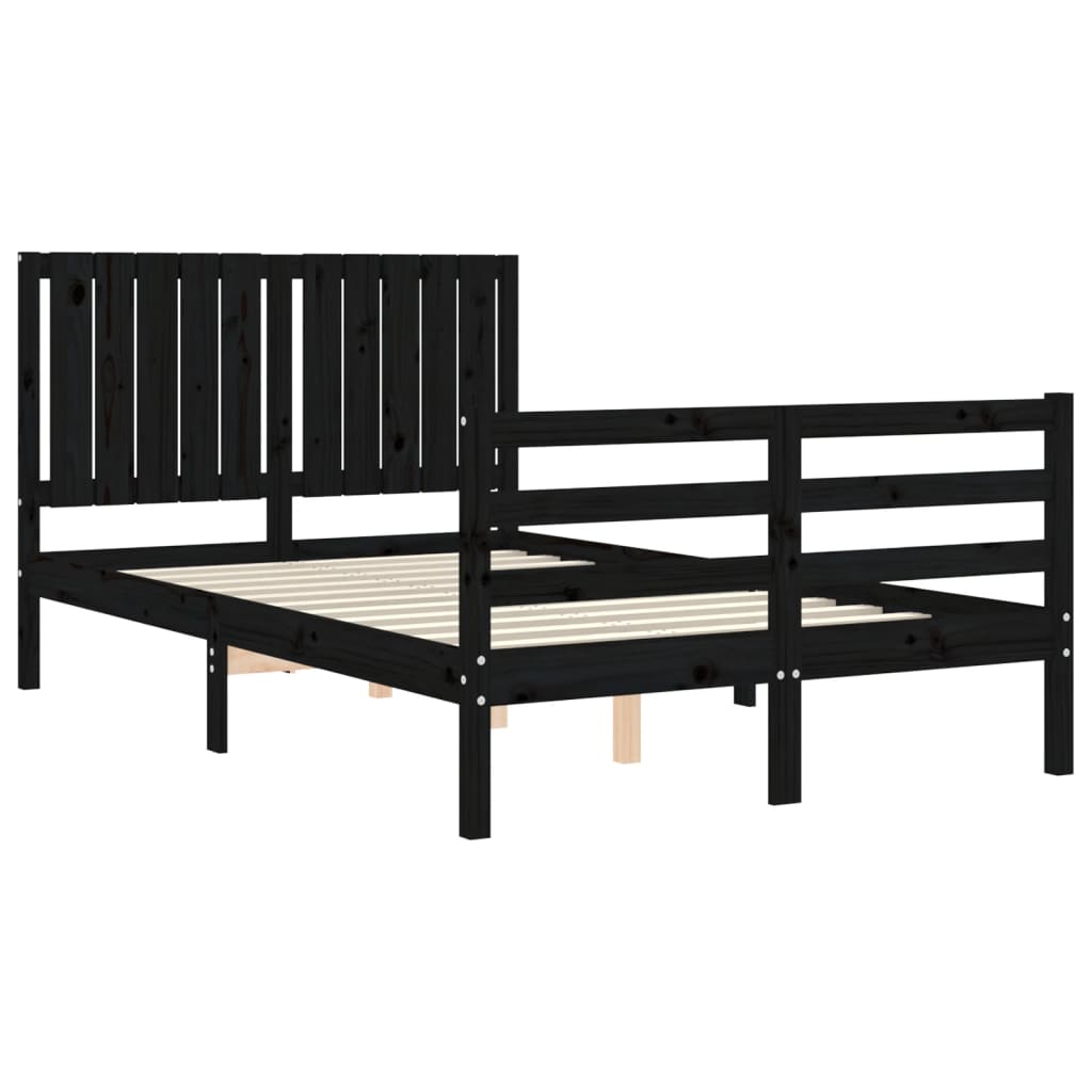 vidaXL Bed Frame without Mattress Black 120x200 cm Solid Wood