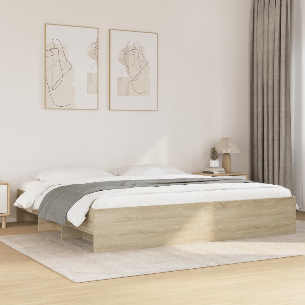 vidaXL Bed Frame without Mattress Sonoma Oak 180x200 cm Super King Engineered Wood