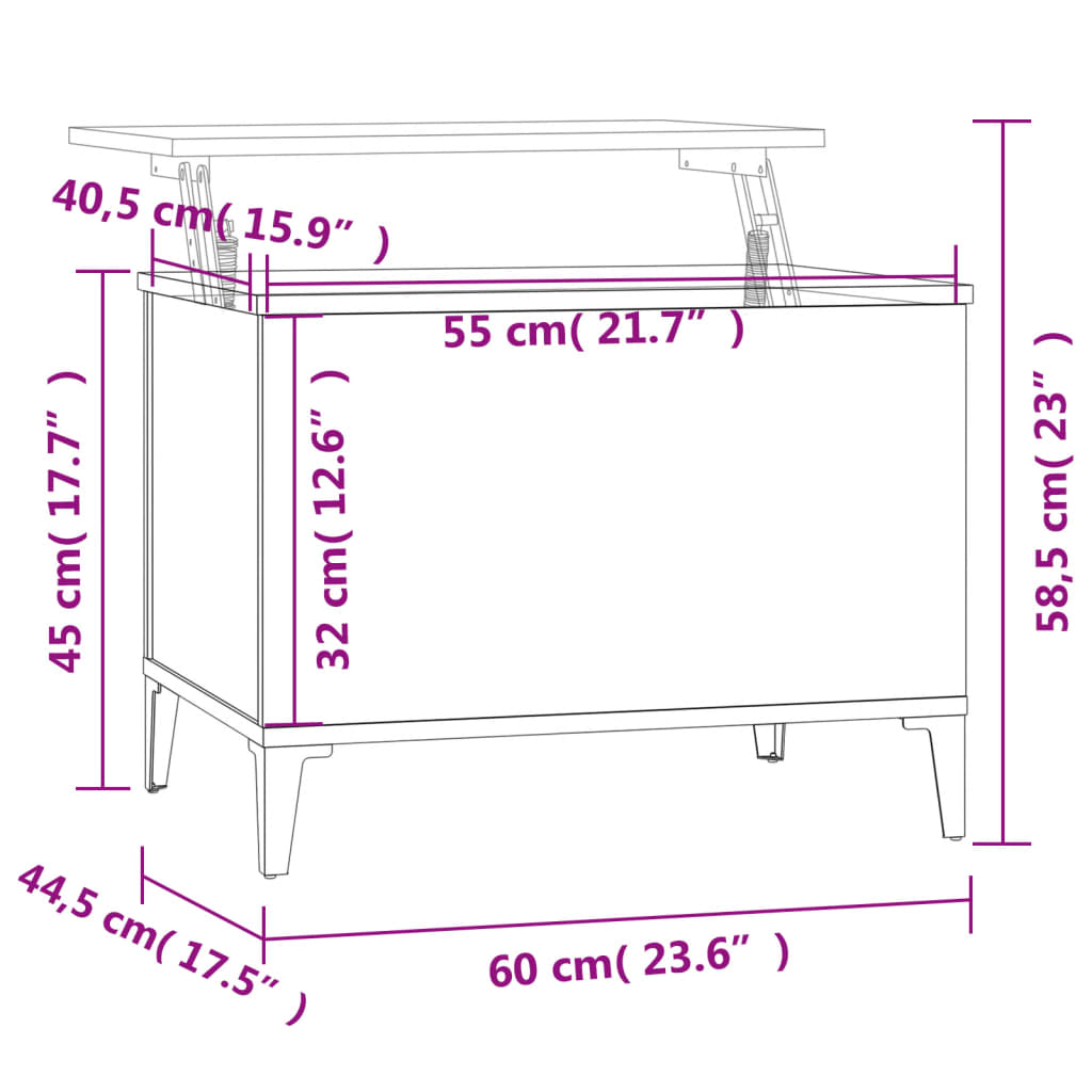 vidaXL Coffee Table Sonoma Oak 60x44.5x45 cm Engineered Wood