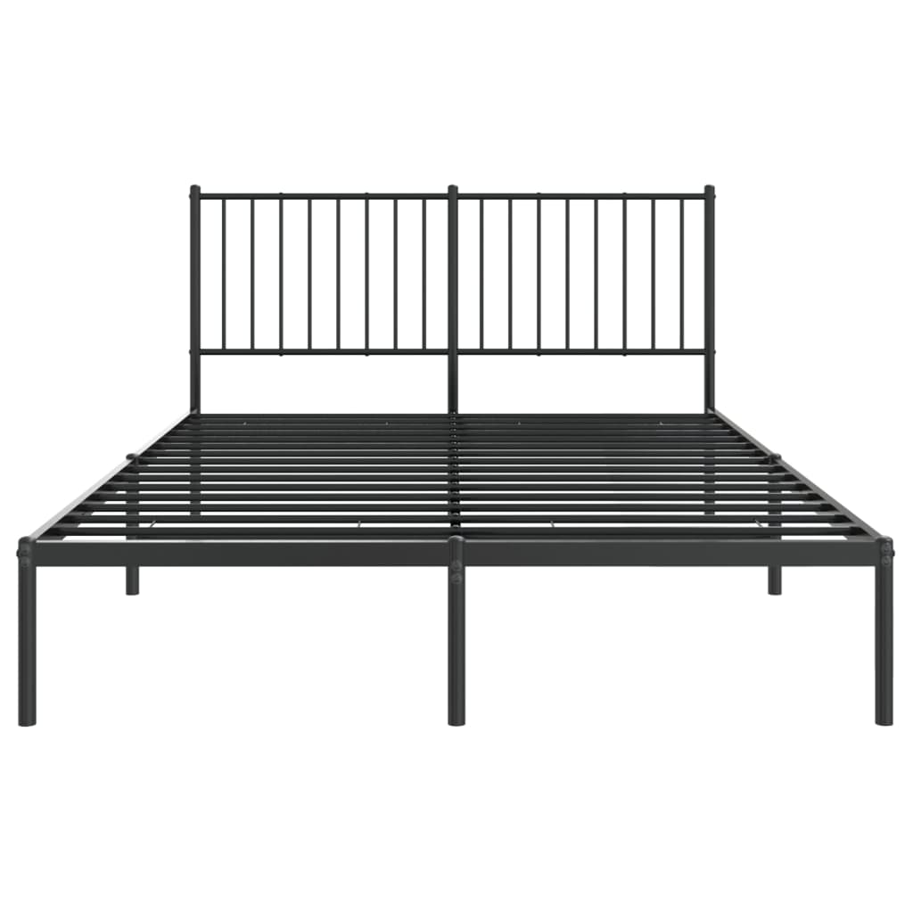 vidaXL Metal Bed Frame without Mattress with Headboard Black 135x190 cm Double