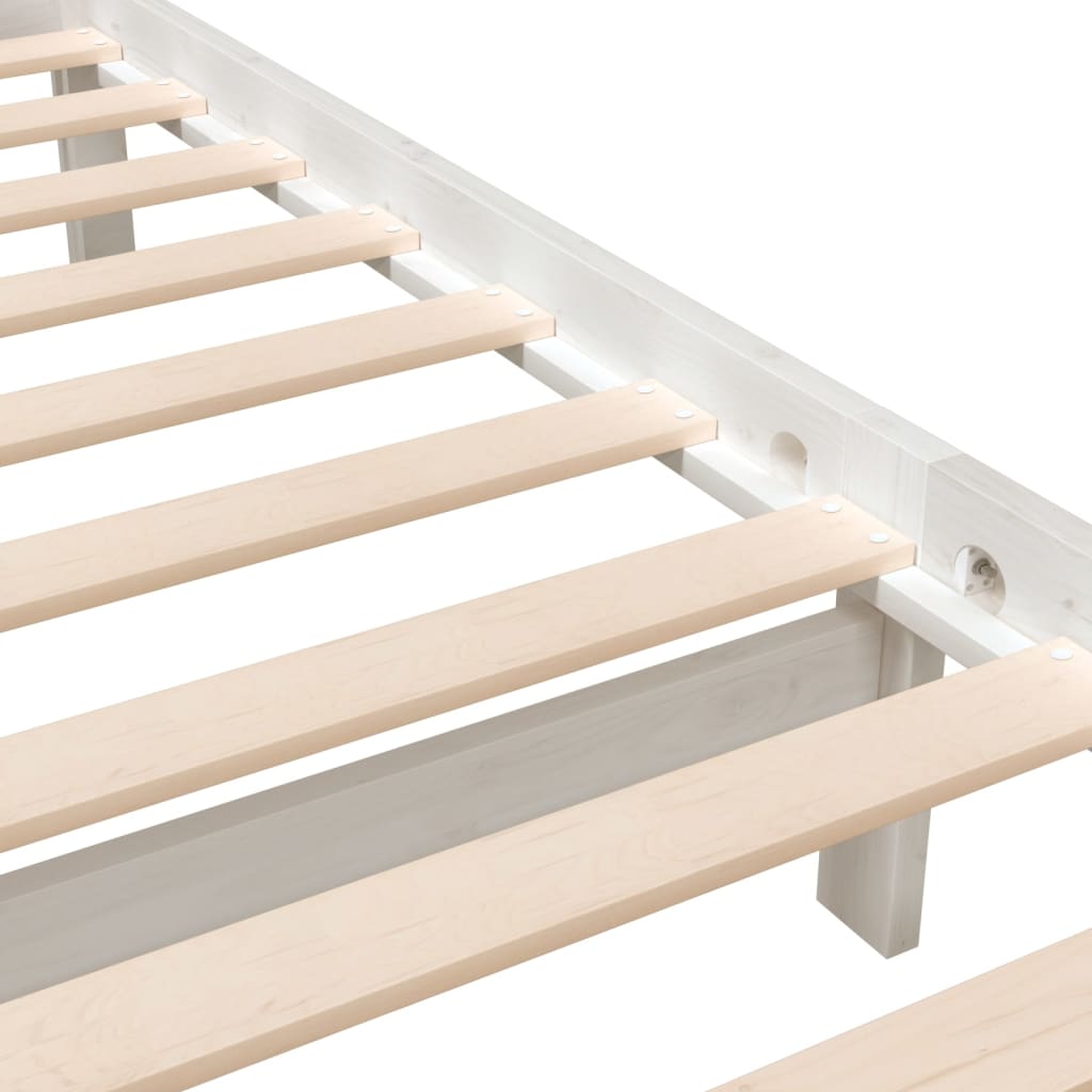 vidaXL Bed Frame without Mattress White Solid Wood 120x200 cm (810078+814135)