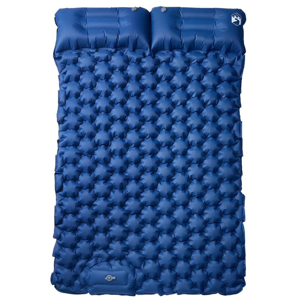 vidaXL Self Inflating Camping Mattress with Pillows 2-Person Navy Blue