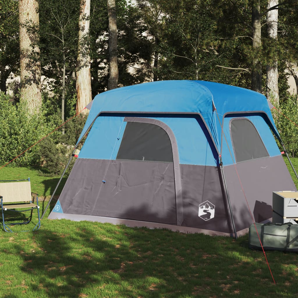 vidaXL Camping Tent Cabin 4-Person Blue Waterproof