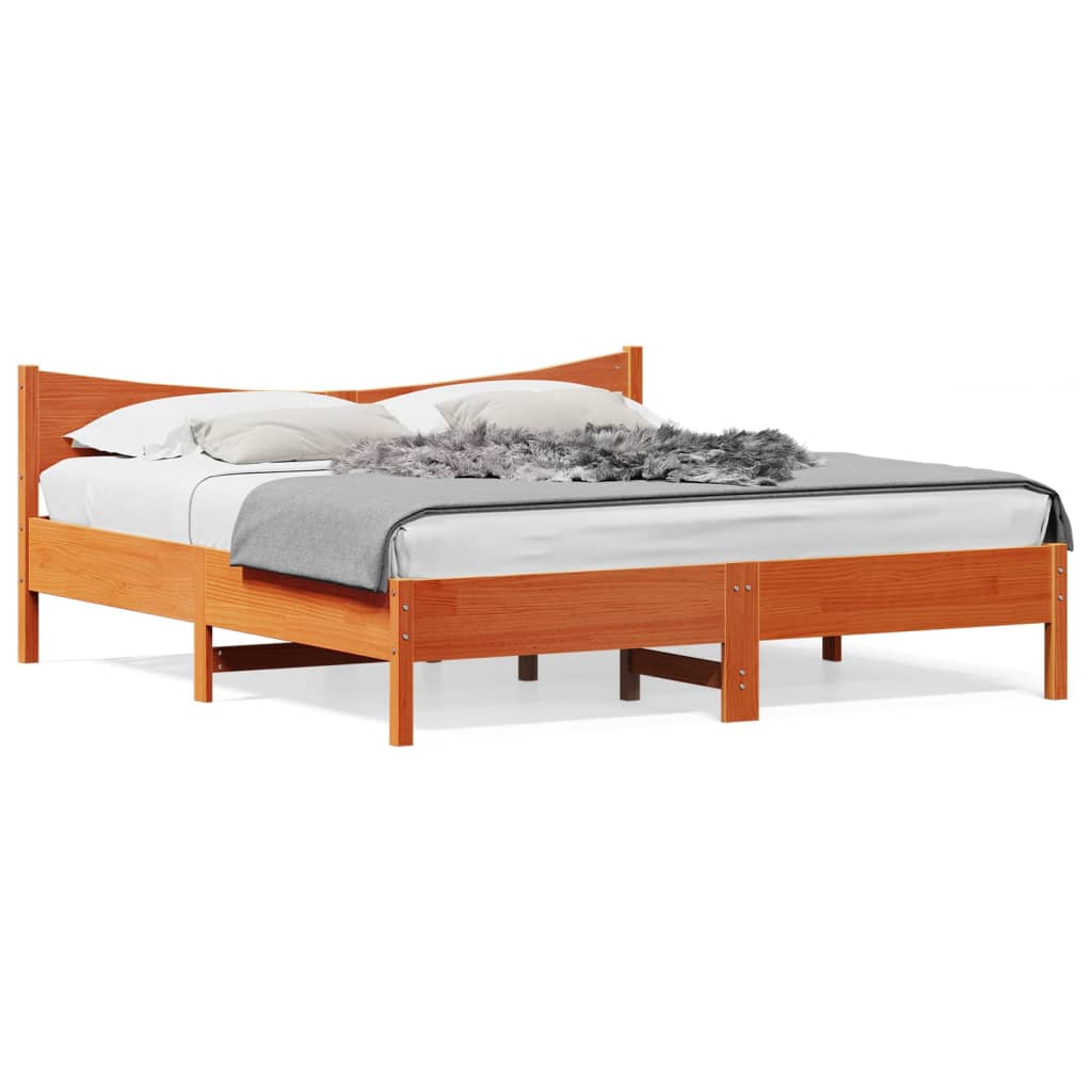 vidaXL Bed Frame without Mattress Wax Brown 200x200 cm Solid Wood Pine