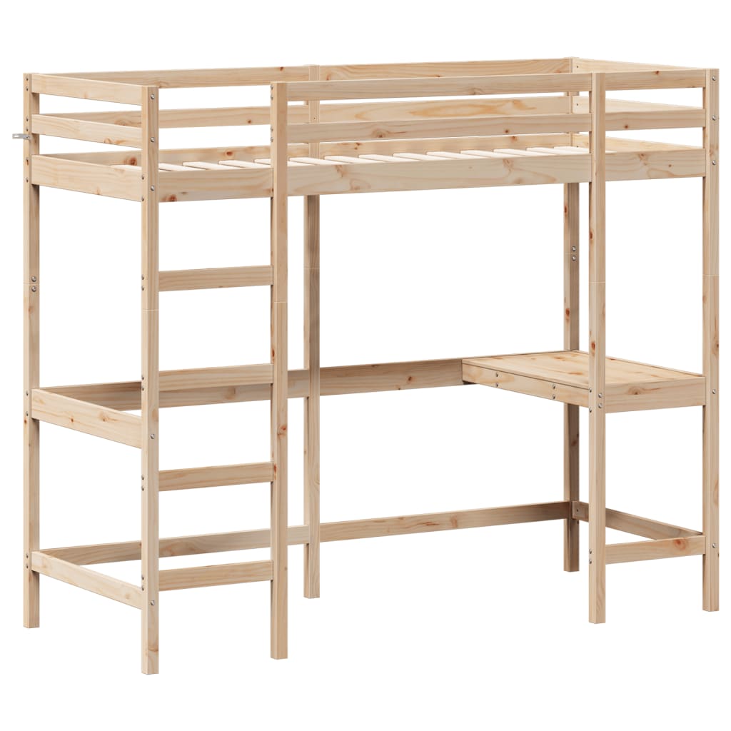 vidaXL Loft Bed without Mattress 75x190 cm Small Single Solid Wood Pine