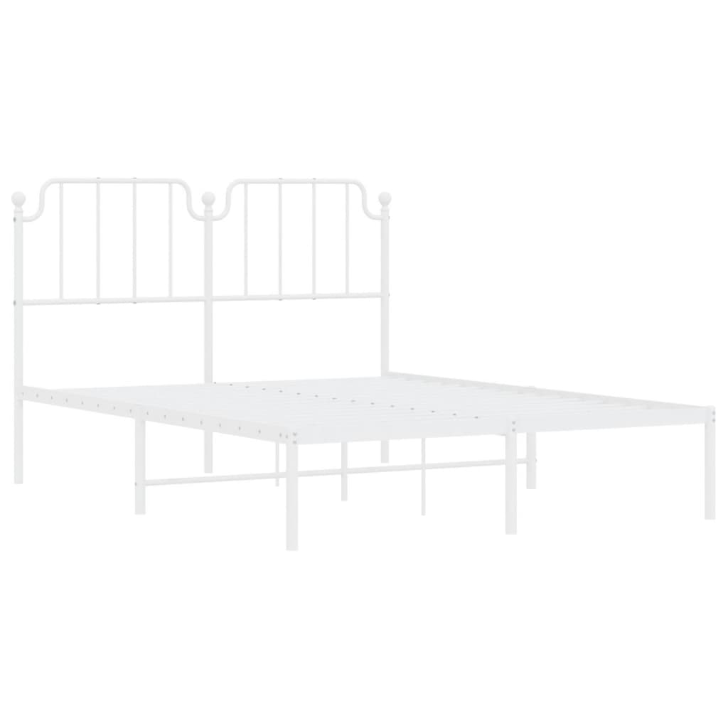 vidaXL Metal Bed Frame without Mattress with Headboard White 140x200 cm