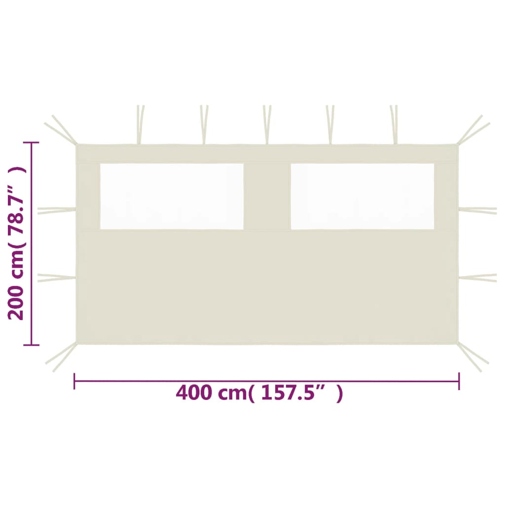 vidaXL Gazebo Sidewall with Windows 4x2 m Cream