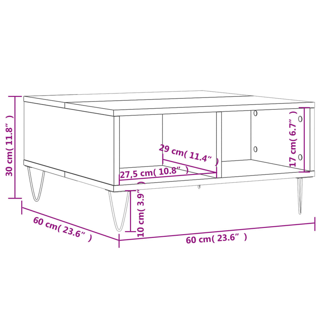 vidaXL Coffee Table White 60x60x30 cm Engineered Wood