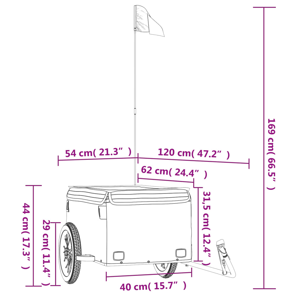 vidaXL Bike Trailer Black and Grey 30 kg Iron