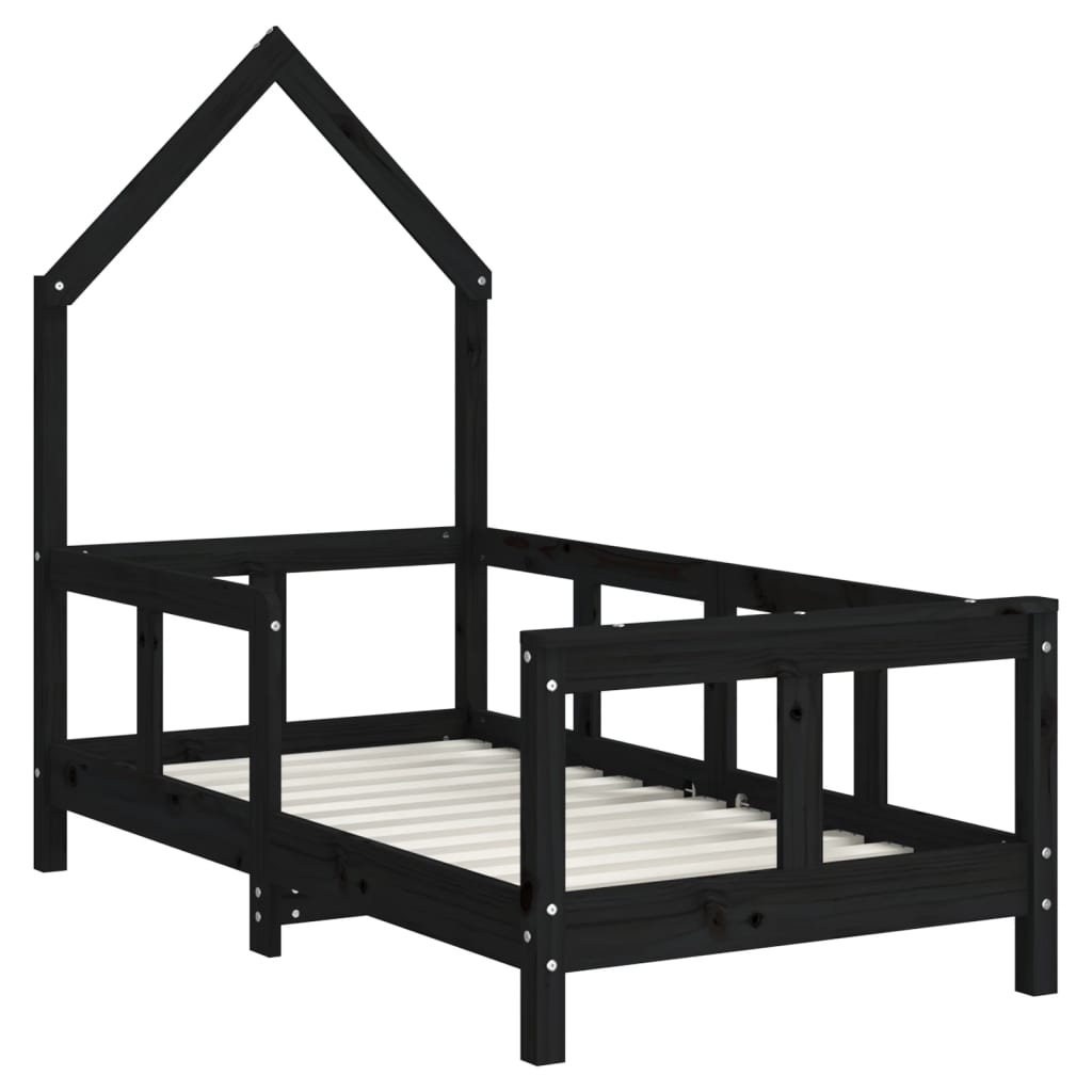 vidaXL Kids Bed Frame Black 70x140 cm Solid Wood Pine