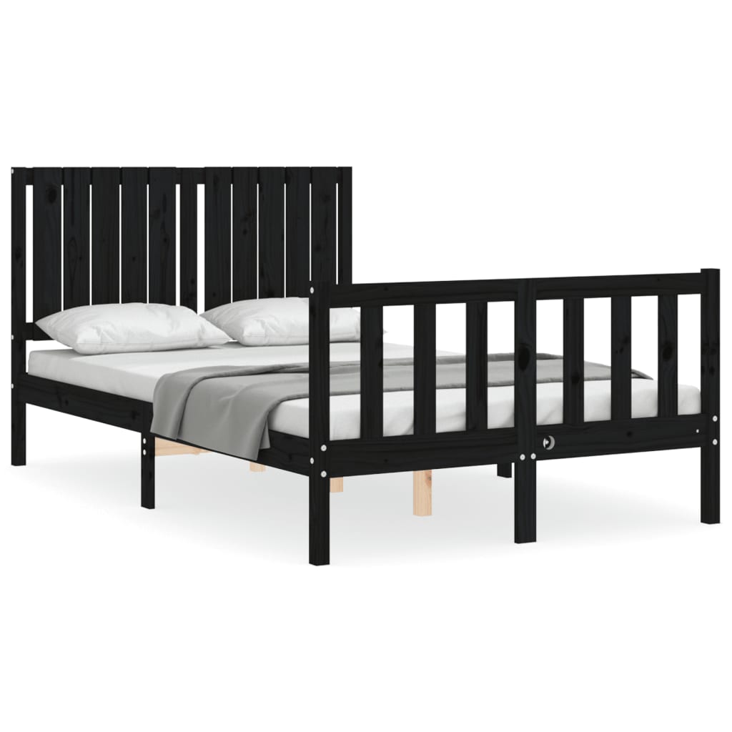 vidaXL Bed Frame without Mattress Black 120x200 cm Solid Wood Pine