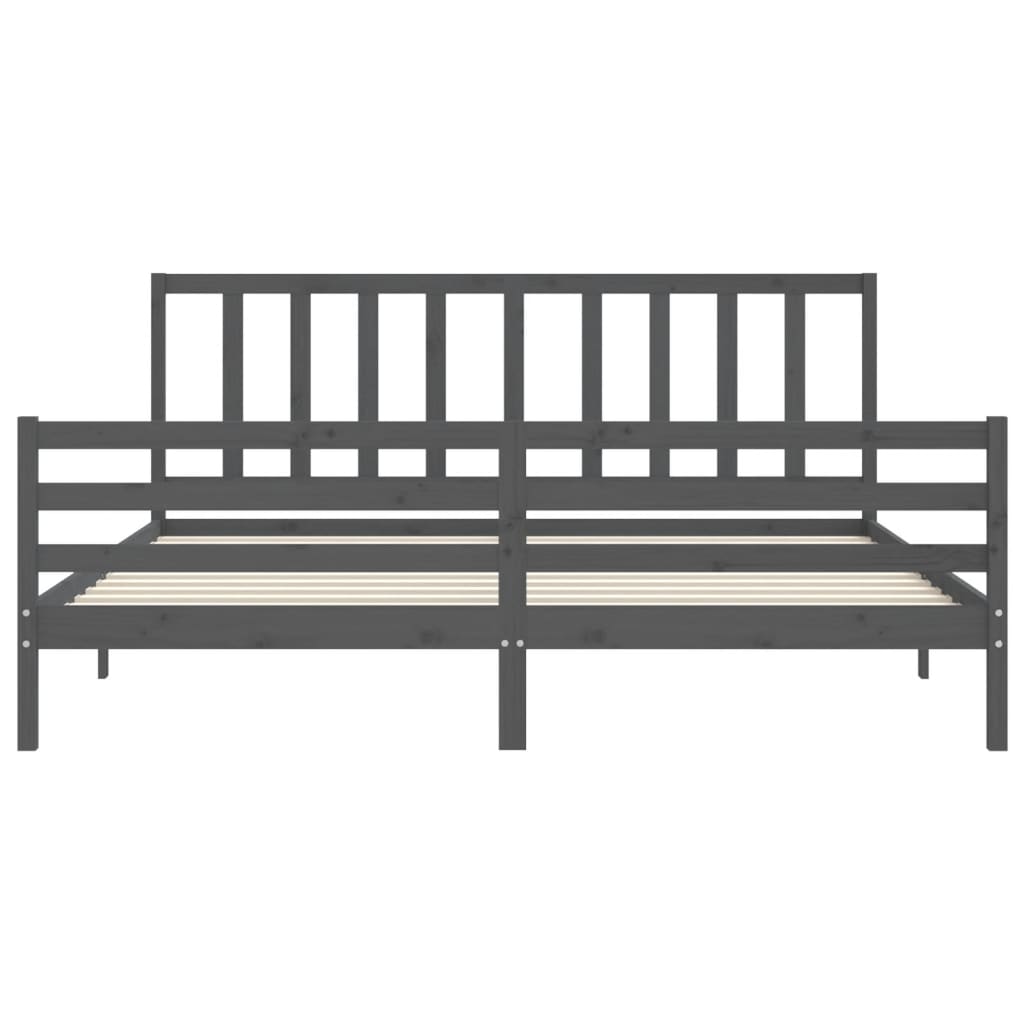 vidaXL Bed Frame without Mattress Grey 200x200 cm Solid Wood Pine